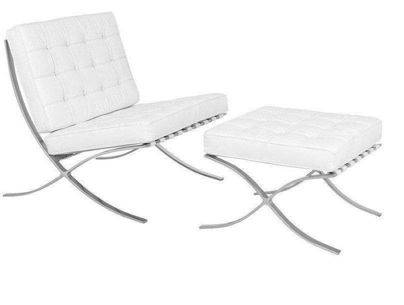 white leather barcelona chair