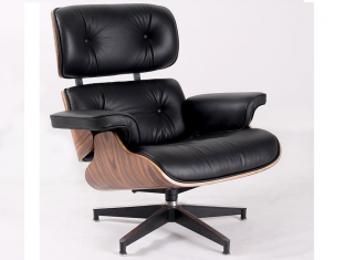Eames Inspired Light Rosewood Lounge Chair Only – Black Leather